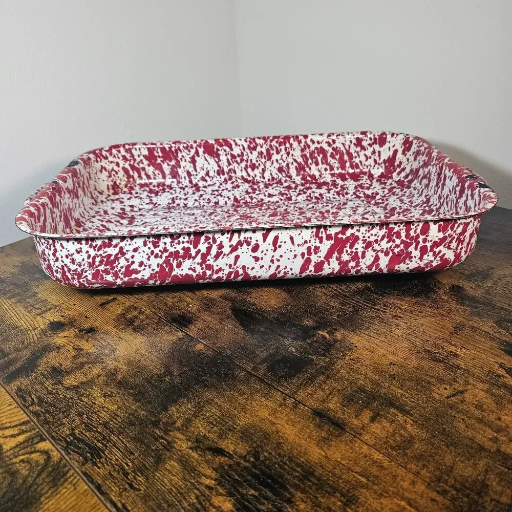 Crow Canyon Home Enamelware Red Splatter 15